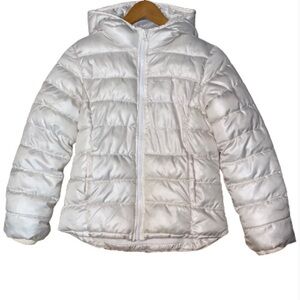 Old Navy Girls Cream Puffer Coat Size Large (10-12)